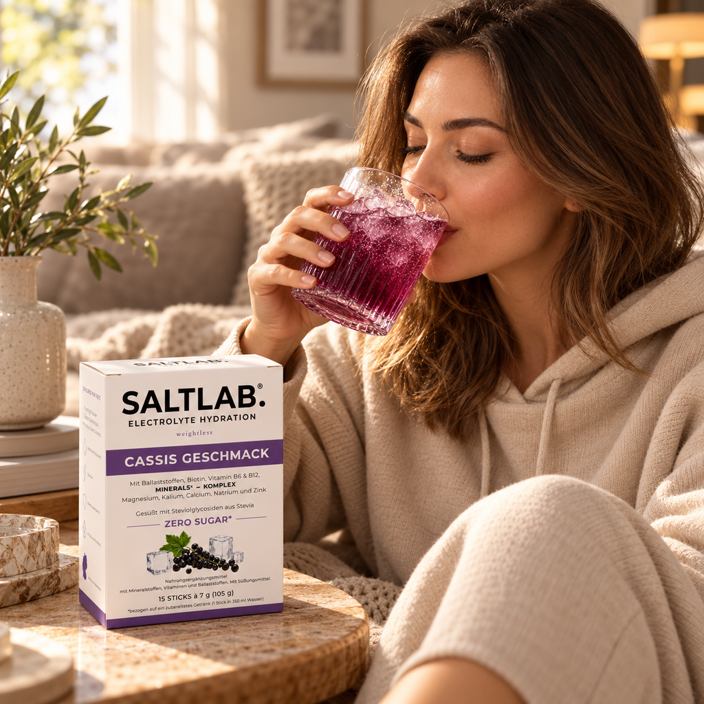 SALTLAB Cassis. Elektrolyt-Sticks ohne Zucker für jeden Tag
